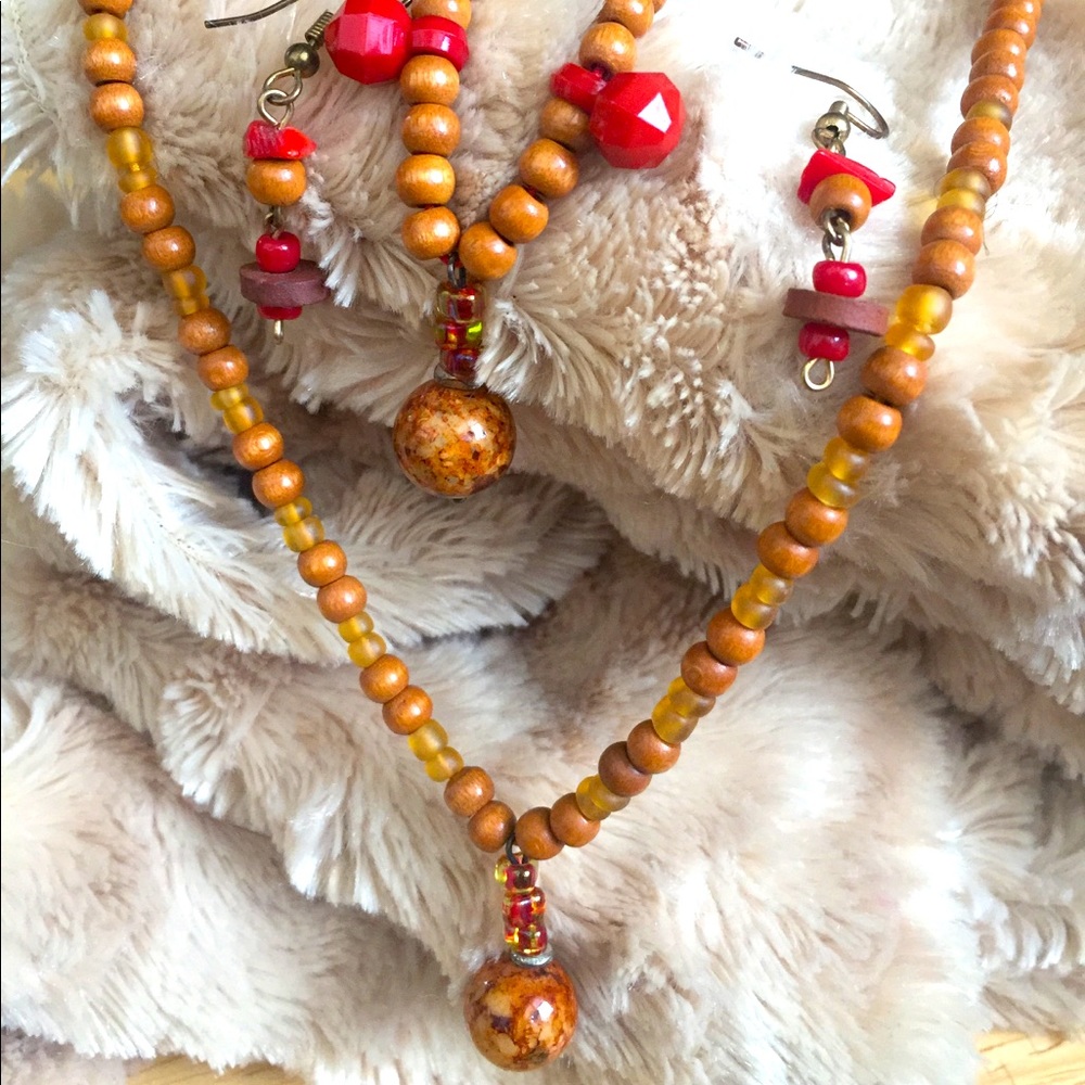 Handcrafted 3Piece Set Wooden Beads